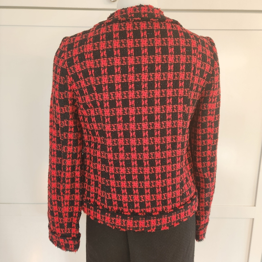Express Tweed Houndstooth Snap Front Jacket - image 5